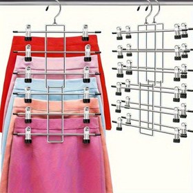 Resim 4 Adet Yer Tasarruflu Metal Pantolon Askısı - Klipsli, Kot Etek ve Şallar İçin Uygun – Öğrenci Evleri Ve Mutfaklar iÇIn Ideal 