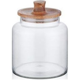 Resim The Mia Madera Kapaklı Saklama Kavanozu 19x15x15 Cm Cam0385 