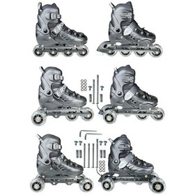 Resim Black Seri Tek Teker Işıklı Paten Koruma Seti 2+2 Çocuk Pateni Taşıma Çantalı 3 İn 1 Siyah 