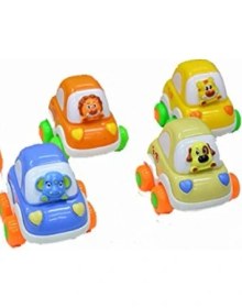 Resim Sürtmeli Tekerli Renkli Sevimli Hayvanlı Afacan Oyuncak Arabalar 