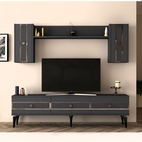Resim Nora Tv Ünitesi Takımı Antrasit-gümüş 