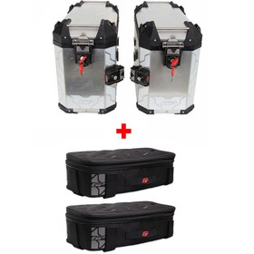 Resim GP KOMPOZİT Universal 40 lt x 2 Alüminyum ve Kumaş Motosiklet Yan Çanta Seti Gri 