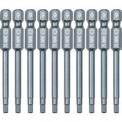 Resim Kosona 10 Adet H3.0 Magnetik Uçlu S2 Çelik Tornavida Ucu Seti - Mavi, 65mm Uzunluk, 6.3mm Sap, Hrc 58 Sertlik 