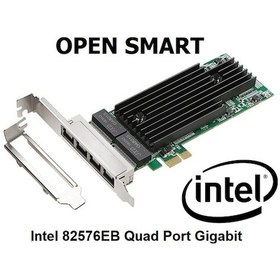 Resim Open Smart OPS01G64NT Quad 4 Port Intel 82576EB Gigabit PCI-E X1 Ethernet Kart 