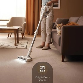Resim Kablosuz Katlanabilir Hafif UV Işıklı Dikey Şarjlı Süpürge 300W 21KPa Torima CSVC-100 Beyaz 