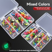 Resim 50 Adet Paslanmaz Çelik Çift Göz Kurşun Başlı Balıkçılık Kancası - Canlı Karışık Renkler, Hafif ve Dayanıklı Jig Kanca, Doğal Avı Taklit Etmek İçin Çoklu Renk Seçenekleri 