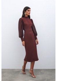 Resim Sateen Midi Boy Kalem Etek - Kahve 