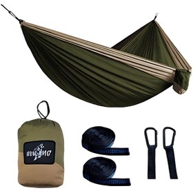 Resim Çift Kişilik Hamak Kolay Kurulum Pratik Kancalı Kamp Piknik Outdoor Bahçe Hamağı - YEŞİL 
