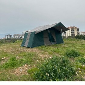 Resim 3 Odalı Kamp Çadırı 6-8 Kişilik Kapı Sineklikli Yeşil - Gri 