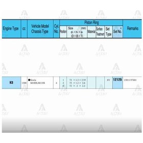 Resim Esse Otomotiv - Takım Terıos 1.3L 97-05 01-05 1.3L 06- 1.5L 72.50Mm Ke-Ve J100 0.50 Segman - 12125-050 
