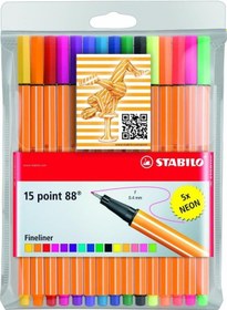 Resim Stabılo Point 88 15 Adet Fineliner Keçeli Kalem Seti - 0.4Mm 