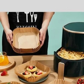 Resim Home Airfryer Pişirme Kağıdı,xl-Xxl Büyük Boy, Kare, 100 Adet Hava Fritöz Parşömen Fırın 