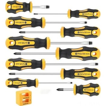 Kosona 11 Parça Manyetik Tornavida Seti: Çapraz-düz Uçlu, Isolasyonlu 45 Çelik, Profesyonel Tampon Kolu, Ev Ve İş Yeri İçin Wy-lsd-01