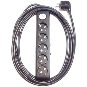 Resim Obukacha 5'li Anahtarlı Siyah Topraklı Çocuk Korumalı Grup Priz 8 Metre 