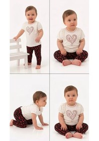 Resim Pekminibebe 3/12 Ay Çiçek Taytlı Pamuk Bebek Takımı Ekru 