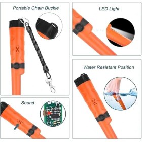 Resim Pinpointer Metal Dedektörü, Hazine Avcılık Aracı Buzzer Titreşimli Taşınabilir Pim Işaretçi LED Göstergeleri ve Kemer Kılıfı ile (Turuncu) 