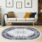Resim Kaymaz Taban Djt Salon Halısı Trend Saçaklı Oval Modern M5132 Dekoreko