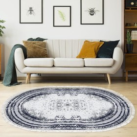 Resim Kaymaz Taban Djt Salon Halısı Trend Saçaklı Oval Modern M5132 