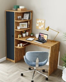 Resim Roomart Raflı Çalışma Masası, Çalışma Ofis Masası Sol Dolaplı Atlantik Çam - Antrasit 