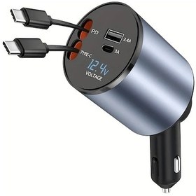 Resim Wangxi Gri 100w Hızlı Şarj Araba Şarj Cihazı 4 Port Usb Type C İphone Uyumlu 16 15 14 Android İçin Evrensel Araç Şarj Adaptörü 