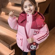 Resim Sanrio için for kuromi Çift Taraflı Baskılı Kızlar Kış Sıcak Ceketi - Mor ve Pembe Seçenekler, Yumuşak Polyester Kapüşonlu Mont, Fermuar Kapatma, Sevimli Karikatür Tasarımı, Rahat Sonbahar/Kış Dış Giyim, Sevimli Kış Montu, Canlı Çocuk Modası, Dayanıklı Çocuk Giyim, Kalın 