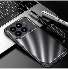 Resim m.tk moveteck Xiaomi Mi 15T ile Uyumlu Kılıf, Kamera Korumalı, Karbon Desenli, Silikon, Siyah 