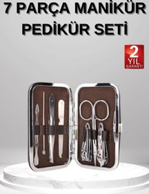 Resim Epilons 7 Parça Manikür Pedikür Seti El Ayak Bakımı Çantalı Paslanmaz Çelik 