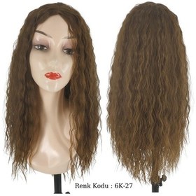 Resim Su Dalgası Peruk Fiber Sentetik Koyu Kumral Karamel Ombre 
