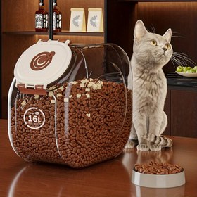 Resim 8L/16L Nem Geçirmez Kedi ve Köpek Maması Saklama Kabı, Ücretsiz Çıkartmalı 