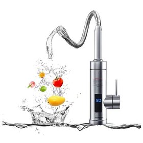 Resim ÇELİK LÜKS Elektrikli Ani Su Isıtıcı Termal Şofben Musluk 