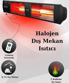 Resim Hottable Supreme Plus 4000 W Su Geçirmez Uzaktan Kumandalı Isı Kademeli Infrared Dış Ortam Isıtıcı 