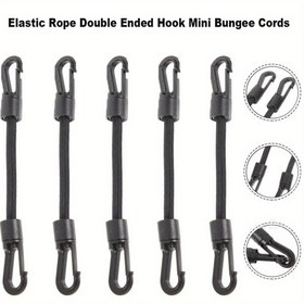 Resim Mini Bungee Kordonu Çift Uçlu saç tokası ile - Taşınabilir, Elastik Halat Kamp, Tekne ve Spor Kayak Aksesuarları için, Siyah Kauçuk Malzeme, Kolay Taşınma, Kamp Kordonu | Güvenli Kayış Tasarımı | Dayanıklı Kauçuk Kordonlar, Kayak Aksesuarı 