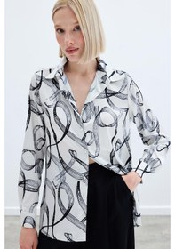 Resim Sateen Desenli Klasik Gömlek - Siyah-136241 Siyah 