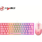 Resim Turcoshop11 2025hxsj Pembe 60 Ultra Kompakt Oyun Klavye Ve Mouse Seti Rgb Aydınlatmalı Diğer 