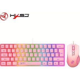 Resim Turcoshop11 2025hxsj Pembe 60 Ultra Kompakt Oyun Klavye Ve Mouse Seti Rgb Aydınlatmalı Diğer 