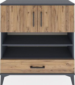 Resim Arges Şifonyer 4 Raflı Tek Çekmeceli 2 Kapaklı 88x30x96 Antrasit-çam Antrasit 