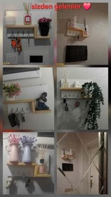 Resim Kapı Önü Anahtarlık Askısı Beyaz Ahşap Dekoratif Orijinal Çam Raflı Anahtar Askılığı 