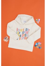 Resim U.S. Polo Assn. Kız Çocuk Krem Renkli Logolu Kapüşonlu Sweatshirt 50290715-VR071 