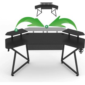 Resim Michael Brean Özel Tasarım Kanatlı Oyuncu Masası 160 cm Bardaklık ve Kulaklık Tutucu Hediye 