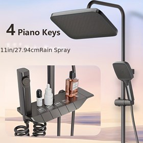 Resim BDBX 4 Fonksiyonlu Piyano Tuş Termostat Duş Bataryası Seti, 12' Yağmur Duş Başlığı, 3 Modlu El Duşu, Güçlü Düşük Basınç Su Akışı, Duvara Monte Edilebilir Bakır Kaplama, Elektrik Gerektirmez, Modern Banyo Yükseltmesi, Duş Aksesuarları, Şık Tasarım, Dayanıklı Yapı, Duş Başlığı Tutucu Duvar İçin, Duş Başlığı Tutucu Duvar İçin, Duş Başlığı Duvara Monte, Modern Banyo Duşu, Duş Başlığı, El Duşu Açma/Kapama, Metal El Duşu Açma/Kapama, Elektrikli Banyo 