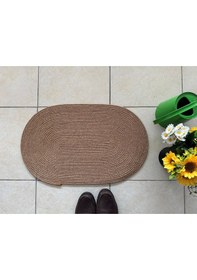 Resim Jüt Düz Banyo Paspası Oval 45 X 75 Kahverengi 