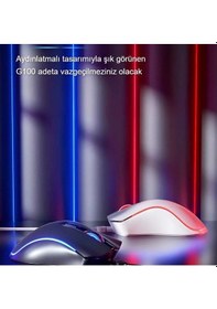 Resim HP G100 1600 Dpı Usb Kablolu Optik Ledli Gökkuşağı Aydınlatmalı Oyuncu Mouse Beyaz 