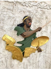 Resim Baterist,dekoratif Duvar Obje Biblo ,yeşil Altın 