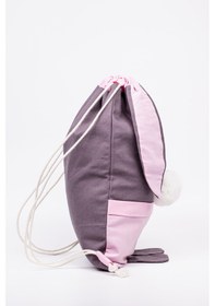 Resim Fabric Craft Bag Çocuk Sırt Çantası Tavşan Figürlü Pembe Pembe - Gri 