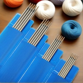 Resim 5 adet/takım Çift Uçlu Örgü İğnesi Kiti, Başlangıç ve Küçük Projeler için 15cm/5.9in Paslanmaz Çelik Düz İğneler, 1.5mm-5.0mm Paslanmaz Çelik Örgü İğneleri DIY Şapkalar, Atkılar, Çoraplar, Çift Uçlu İğneler 