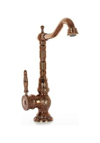Resim İsaoğlu Yapı Bakır Batarya Bronz Mutfak Bataryası Vintage Tasarım İşlemeli Bakır Musluk Bakır 