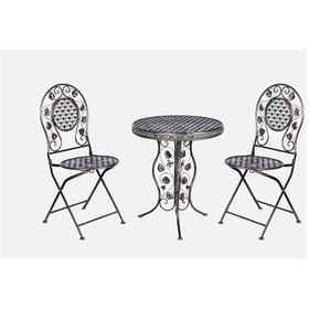 Resim Panalı Ferforje Metal Masa Sandalye Seti Brown Mg43 Çok renkli 