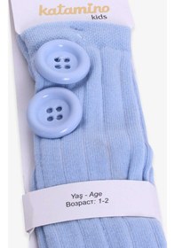Resim Katamino Breeze Kız Çocuk Dizaltı Golf Çorap Düğme Aksesuarlı Açık Mavi (1-2-7-8 