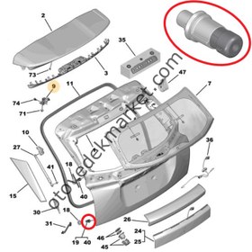 Resim Peugeot 2008 (2020-2023) Arka Bagaj Kapağı Dayanak Ayar Takozu (Orijinal) 