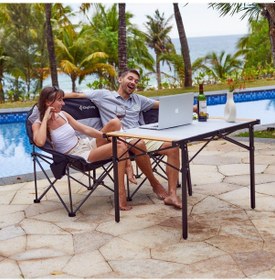 Resim Kingcamp Granite Pro M 102x70 Katlanır Lux Kamp Masası Ahşap - Gri 